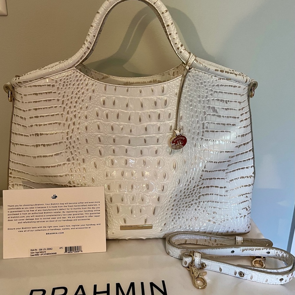 Brahmin Elaine Sugar Melbourne Croc-Embossed Satchel